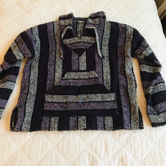 Woven Authentic Mexican Baja Hoodie Pullover Surf “Drug Rug” - Picture 5 of 7
